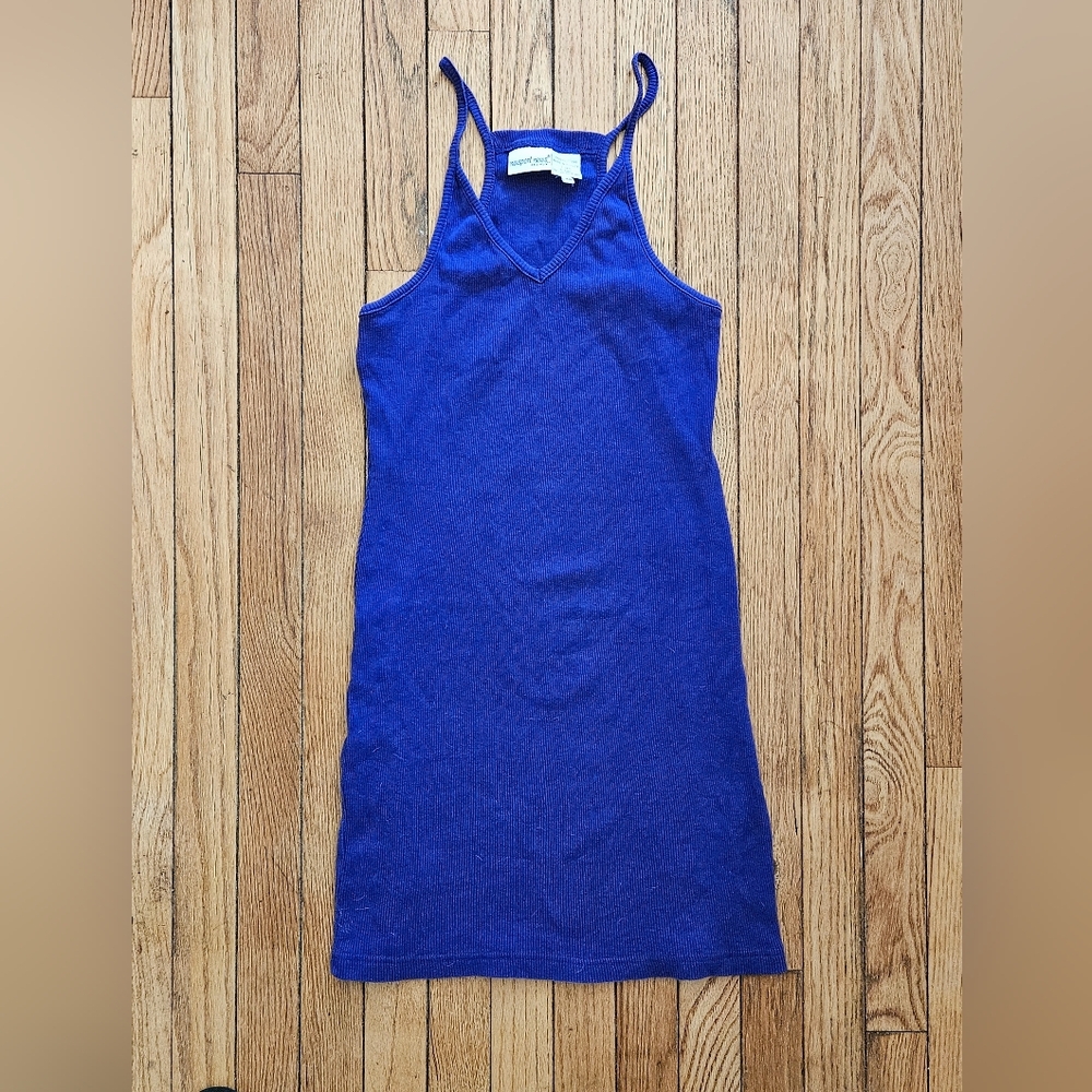 NEWPORT NEWS Y2k Dark Purple Ribbed Tank Dress